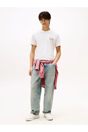 TOMMY HILFIGER Erkek Marka Logolu Pamuklu Günlük Kullanıma Uygun Beyaz1 T-Shirt DM0DM21577 YBL
