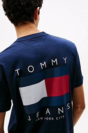 Erkek Sırt Bayrak Logolu T-Shirt - Lacivert | M