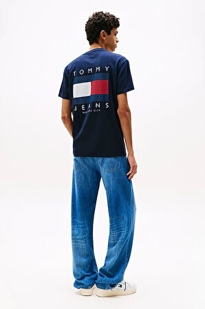 Erkek Sırt Bayrak Logolu T-Shirt - Lacivert | L