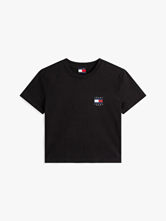 Tommy Jeans TJW REG SH TOMMY US FLAG SS TEE Kadın Siyah T-shirt DW0DW21423BDS