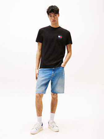 TOMMY HILFIGER Erkek Marka Logolu Pamuklu Günlük Kullanıma Uygun Siyah T-Shirt DM0DM21910 BDS