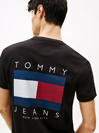 TOMMY HILFIGER Erkek Marka Logolu Pamuklu Günlük Kullanıma Uygun Siyah T-Shirt DM0DM21910 BDS