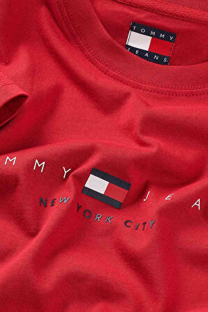 Erkek TJM Reg Flag Linear SS Tee Ext T-Shirts - Kırmızı | XS