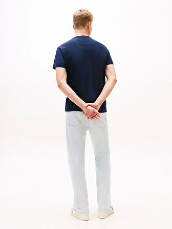 Tommy Jeans TJM REG FLAG LINEAR SS TEE EXT Erkek Mavi T-shirt DM0DM21911C1G