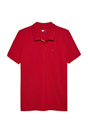Erkek TJM Slim Placket Polo EXT T-Shirt - Kırmızı | XS