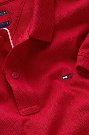 Erkek TJM Slim Placket Polo EXT T-Shirt - Kırmızı | XS