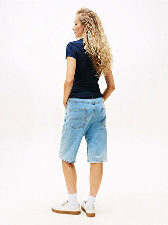 Tommy Jeans TJW SLIM TJ US LINEAR SS TEE Kadın Mavi T-shirt DW0DW21422C1G