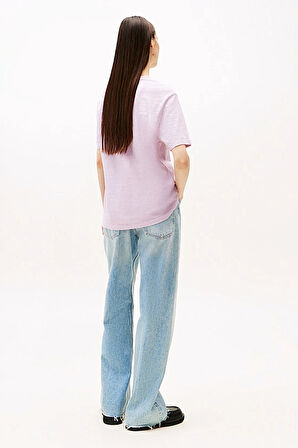 Kadın Varsity Logolu Relaxed Fit T-Shirt - Pembe | XS