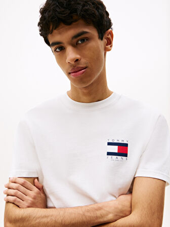 TOMMY HILFIGER Erkek Marka Logolu Pamuklu Günlük Kullanıma Uygun Beyaz1 T-Shirt DM0DM21910 YBL