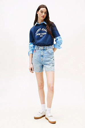 Kadın Varsity Logolu Relaxed Fit T-Shirt - Lacivert | XS