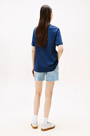 Kadın Varsity Logolu Relaxed Fit T-Shirt - Lacivert | XS