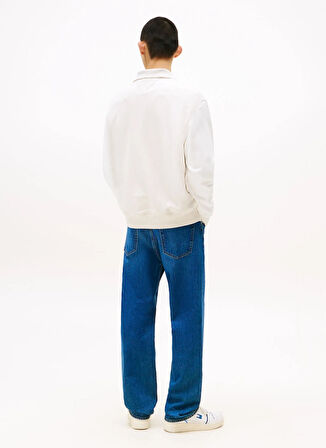 Tommy Jeans Polo Yaka Ekru Erkek Sweatshırt DM0DM21800AE3 TJM RLX COLORBLOCK MO