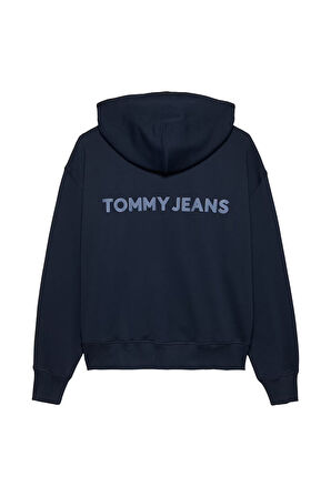 Erkek Cropped Fit Kapüşonlu Fermuarlı Sweatshirt - Lacivert | M