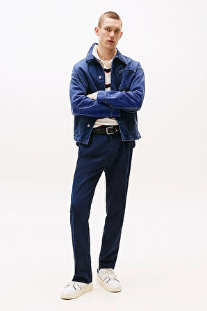 Erkek Pilili Rahat Konik Kesim Pantolon - Lacivert | 31/32