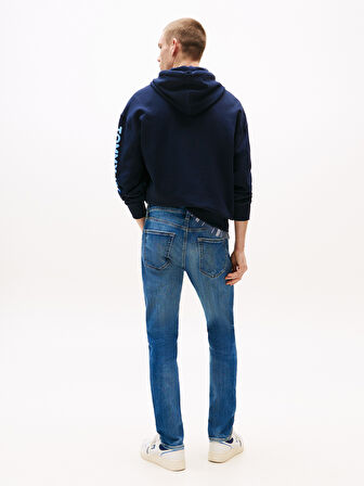 TOMMY HILFIGER Erkek Marka Logolu Çift Cep Şık Görünüşlü Günlük Kullanıma Uygun Denim Mavi Jeans DM0DM21237 1A5