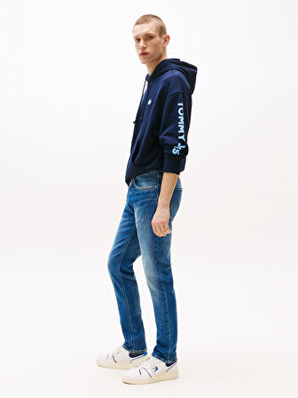 TOMMY HILFIGER Erkek Marka Logolu Çift Cep Şık Görünüşlü Günlük Kullanıma Uygun Denim Mavi Jeans DM0DM21237 1A5