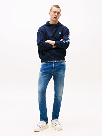 TOMMY HILFIGER Erkek Marka Logolu Çift Cep Şık Görünüşlü Günlük Kullanıma Uygun Denim Mavi Jeans DM0DM21237 1A5