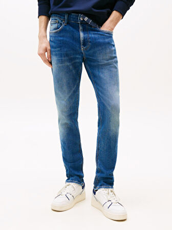 TOMMY HILFIGER Erkek Marka Logolu Çift Cep Şık Görünüşlü Günlük Kullanıma Uygun Denim Mavi Jeans DM0DM21237 1A5
