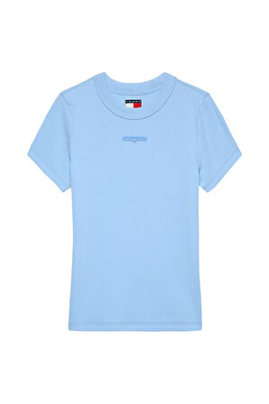 Kadın TJW Slim Script Label SS Kısa Kollu T-Shirt - Açık Mavi  | XS