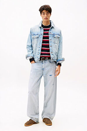 Erkek Ryan Back Logolu Kot Kamyoncu Ceketi - Açık Mavi | M