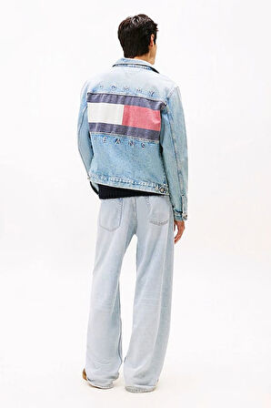 Erkek Ryan Back Logolu Kot Kamyoncu Ceketi - Açık Mavi | M