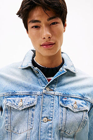 Erkek Ryan Back Logolu Kot Kamyoncu Ceketi - Açık Mavi | M