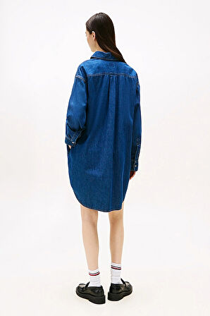 Kadın Relaxed Fit Kot Gömlek Elbise - Mavi | M