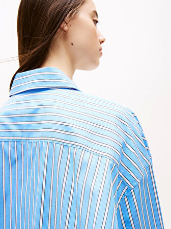 Tommy Jeans TJW OVS MINI SHIRT DRESS EXT Kadın Mavi Elbise DW0DW211220BB