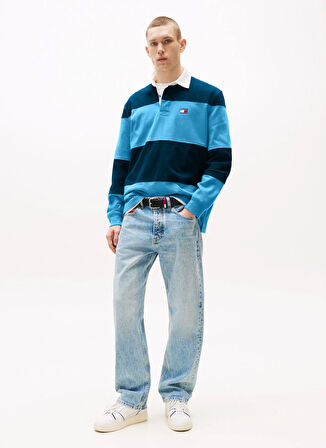 Tommy Jeans Çizgili Lacivert Erkek Polo T-Shirt DM0DM216650A5 TJM RLX FIT COLORBLOC
