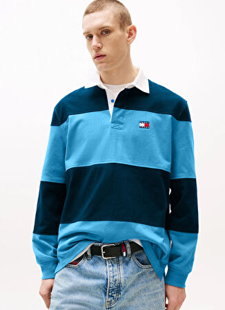 Tommy Jeans Çizgili Lacivert Erkek Polo T-Shirt DM0DM216650A5 TJM RLX FIT COLORBLOC