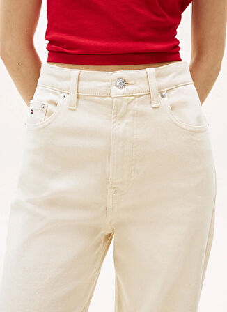 Tommy Jeans Yüksek Bel Slim Straight Bej Kadın Pantolon DW0DW20997ACH