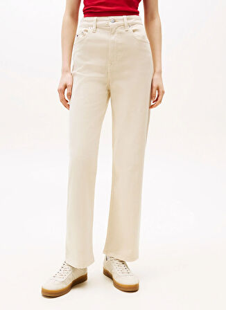 Tommy Jeans Yüksek Bel Slim Straight Bej Kadın Pantolon DW0DW20997ACH