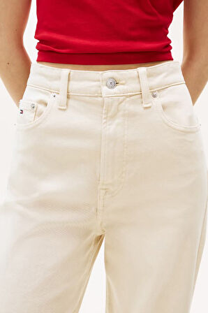 Kadın Slim Fit Yüksek Bel Düz Paça Pantolon - Krem | 29/28