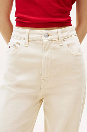 Tommy Jeans Kadın Layla Yüksek Bel Dar Paça Bej Pantolon DW0DW20997ACH