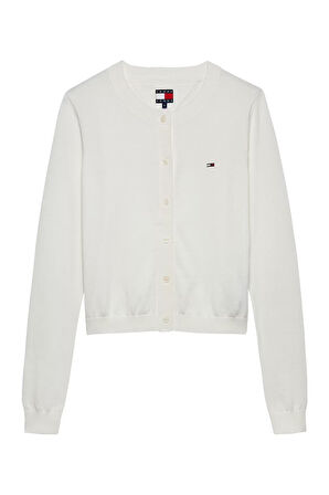 Kadın Essential Crew Neck Hırka - Ekru | S