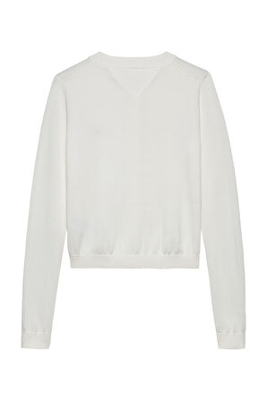 Kadın Essential Crew Neck Hırka - Ekru | S