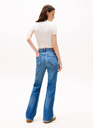 Tommy Jeans Yuvarlak Yaka Standart Düz Ekru Kazak Kadın DW0DW20965YBL