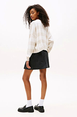 Tommy Jeans Kadın Rahat Kesim Çizgili Bej Kazak DW0DW20968AE3