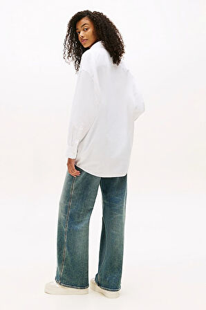 Kadın Oversize Cep Detaylı Gömlek - Beyaz | XL
