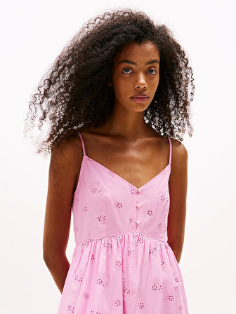 Tommy Jeans TJW BRODERIE ANGLAISE DRESS Kadın Pembe Elbise DW0DW21165U06