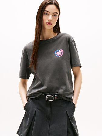 TOMMY HILFIGER Kadın  Siyah T-Shirt DW0DW21358 BDS