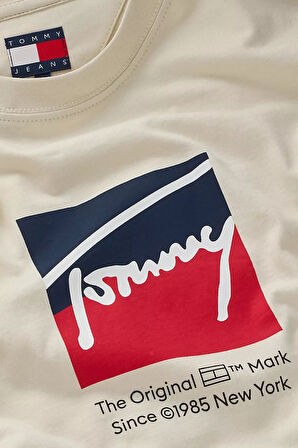 Erkek Signature Logo T-Shirt - Krem | L