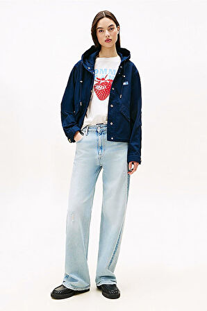 Kadın Kapüşonlu Cepli Cropped Ceket - Lacivert | XS