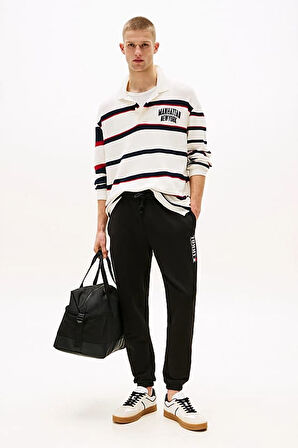 Erkek Slim Fit Yanı Grafik Baskılı Eşofman Altı - Siyah | XS