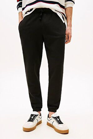 Erkek Slim Fit Yanı Grafik Baskılı Eşofman Altı - Siyah | S