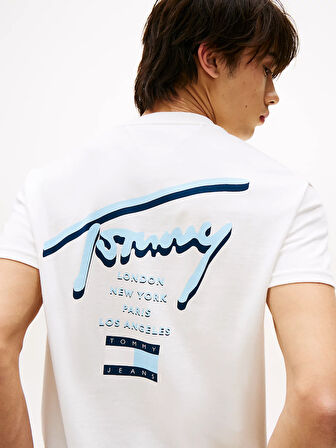 TOMMY HILFIGER Erkek Marka Logolu Pamuklu Günlük Kullanıma Uygun Beyaz1 T-Shirt DM0DM21934 YBL