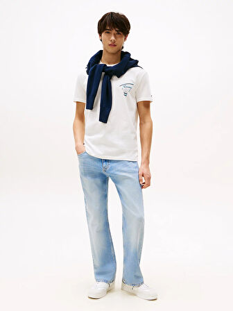 TOMMY HILFIGER Erkek Marka Logolu Pamuklu Günlük Kullanıma Uygun Beyaz1 T-Shirt DM0DM21934 YBL