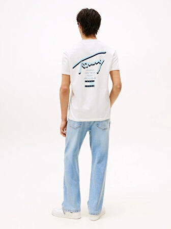 TOMMY HILFIGER Erkek Marka Logolu Pamuklu Günlük Kullanıma Uygun Beyaz1 T-Shirt DM0DM21934 YBL