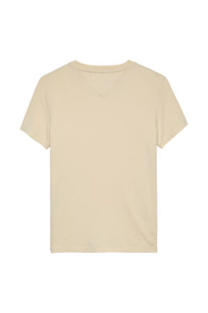 Kadın Slim Fit Logolu T-Shirt - Krem | M