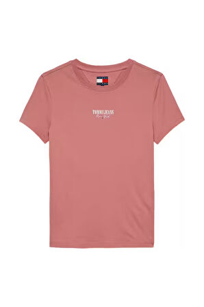 Kadın Slim Fit Logolu T-shirt - Gül Kurusu | XS